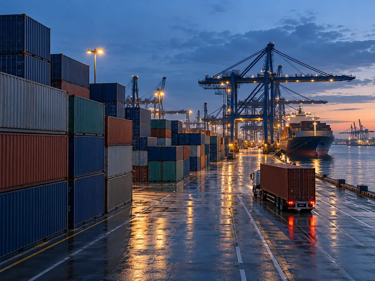 Container logistics supporting worldwide industrial delivery