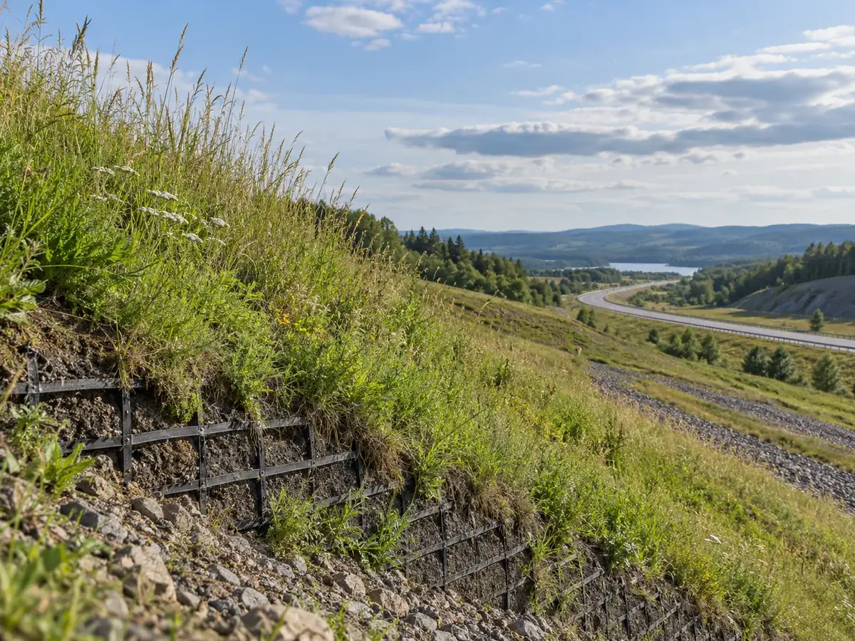 Geogrid-supported green infrastructure landscape